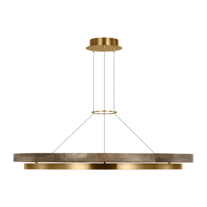 Sean Lavin Grace LED 48'' dimmable chandelier in natural brass and weathered oak wood finish