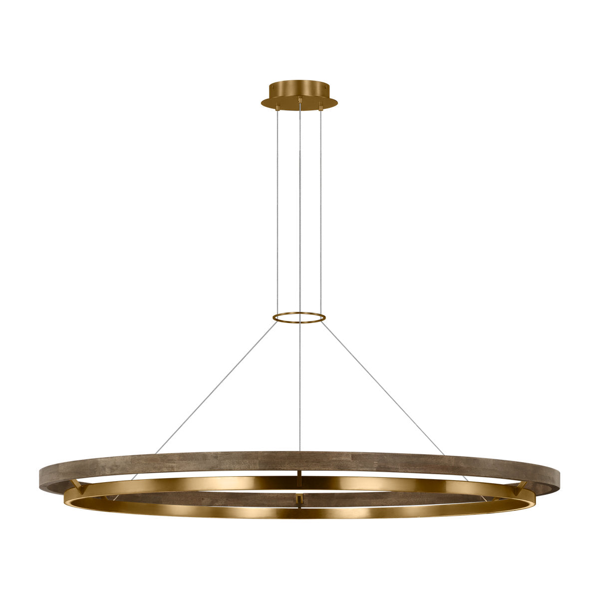 Sean Lavin Grace LED 60'' dimmable chandelier in matte black and weathered oak wood oak finish