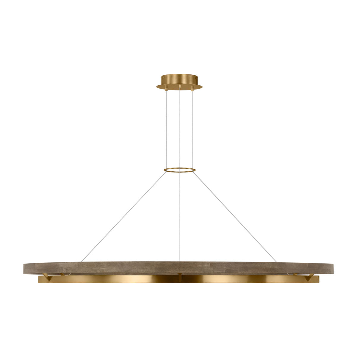 Sean Lavin Grace LED 60'' dimmable chandelier in matte black and weathered oak wood oak finish