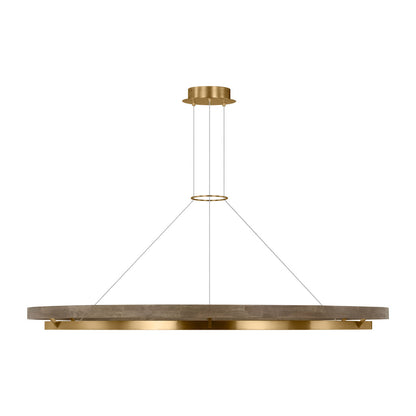 Sean Lavin Grace LED 60'' dimmable chandelier in matte black and weathered oak wood oak finish
