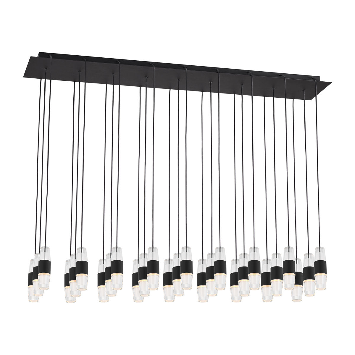 Sean Lavin Lassell 18-light short chandelier in nightshade black finish with crystal glass shades