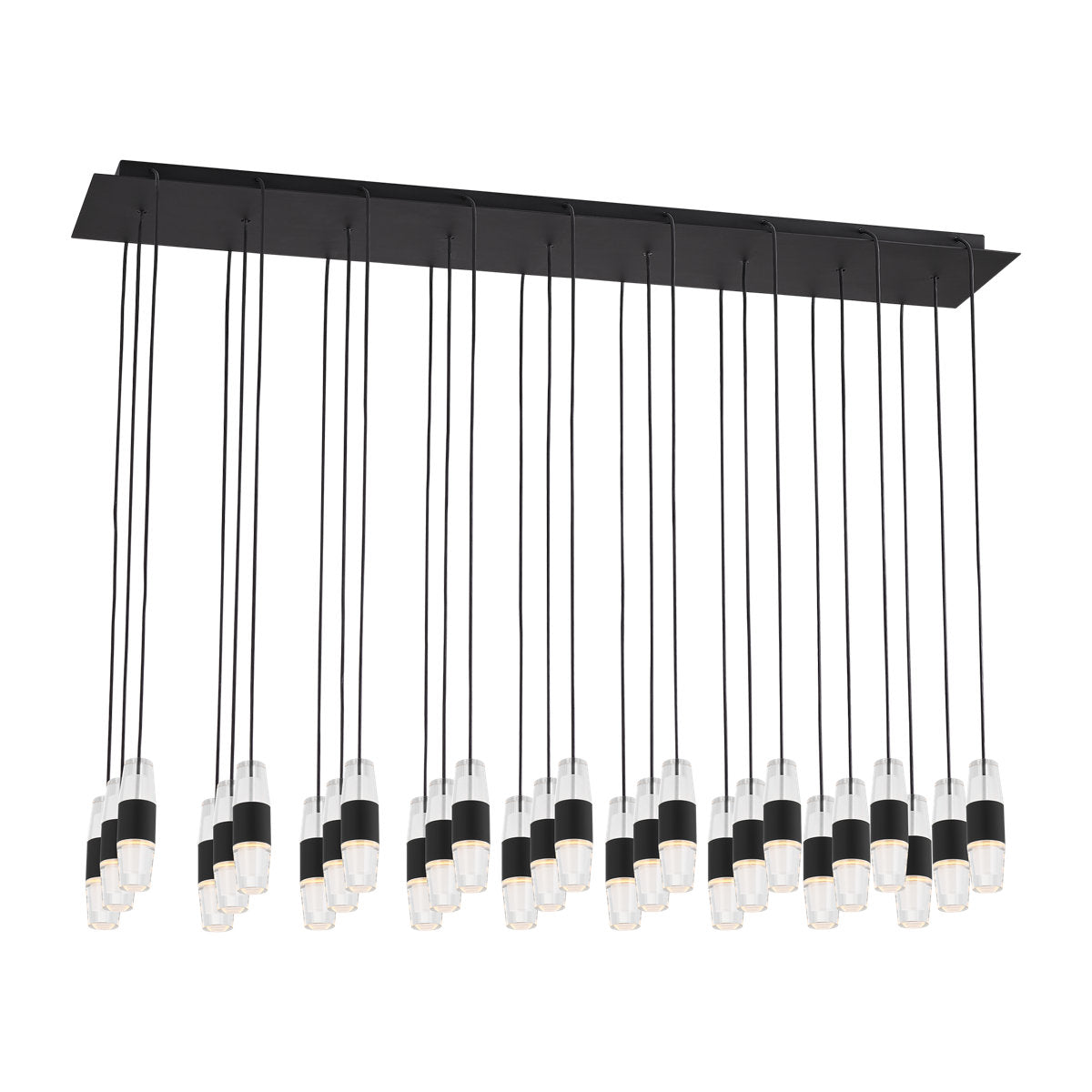 Sean Lavin Lassell 27-light short chandelier in natural brass finish with crystal glass shades