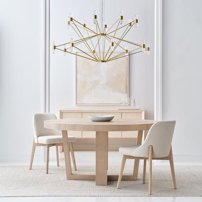 Sean Lavin Lassell two tier extra large chandelier in natural brass finish with crystal glass shades