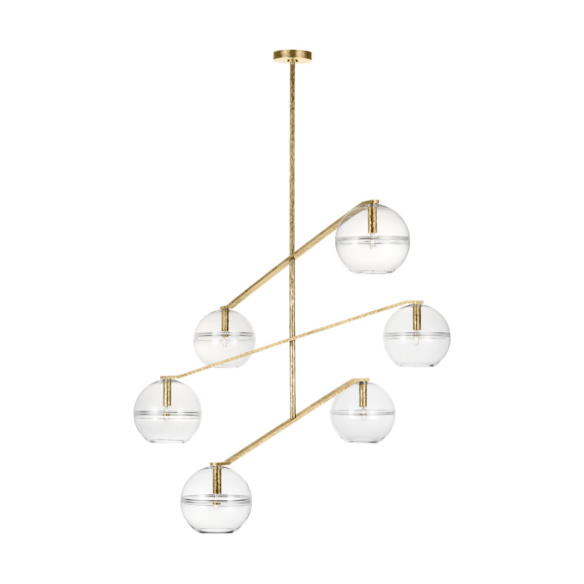 Sean Lavin Lowing Grande 6-light Chandelier in Polished Antique Brass with Clear Glass shade