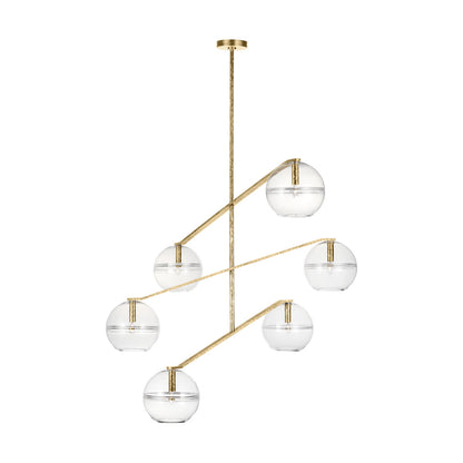 Sean Lavin Lowing Grande 6-light Chandelier in Polished Antique Brass with Clear Glass shade