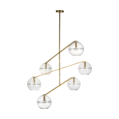 Sean Lavin Lowing Grande 6-light Chandelier in Polished Antique Brass with Clear Glass shade