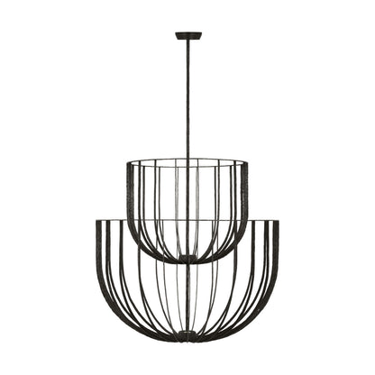 Sean Lavin Sanchi 3-light large two tier chandelier in polished antique brass finish