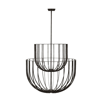 Sean Lavin Sanchi 3-light large two tier chandelier in polished antique brass finish