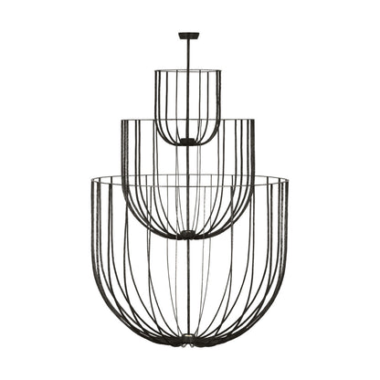Sean Lavin Sanchi grande three tier chandelier in polished antique brass finish