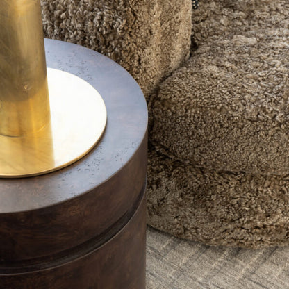 Sennon 100% Sheepskin Plush Taupe Upholstery Single Cushion Modern Luxury Design 98" Curved Sofa
