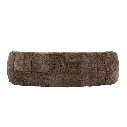 Sennon 100% Sheepskin Plush Taupe Upholstery Single Cushion Modern Luxury Design 98" Curved Sofa