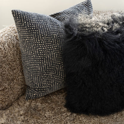 Sennon 100% Sheepskin Plush Taupe Upholstery Single Cushion Modern Luxury Design 98" Curved Sofa