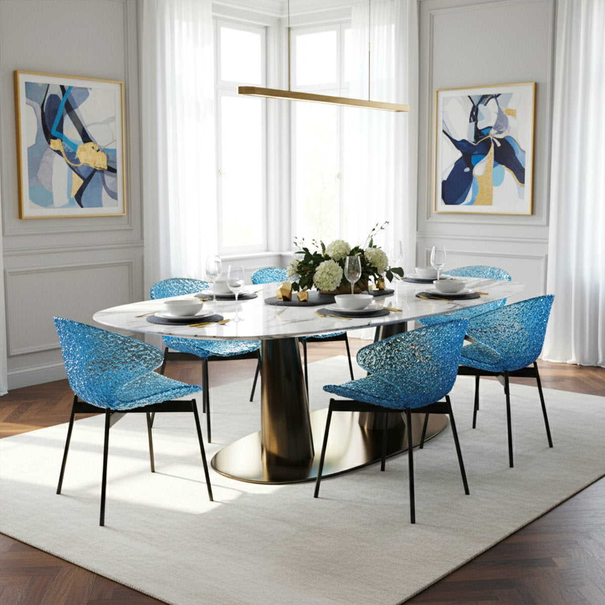 Set Of 4 Swan Chairs With Steel Legs – Modern Curved Design