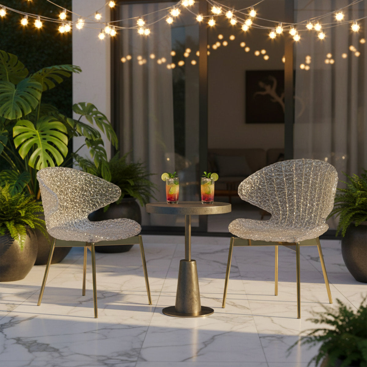 Set Of 6 Swan Chairs With Steel Legs – Modern Curved Design