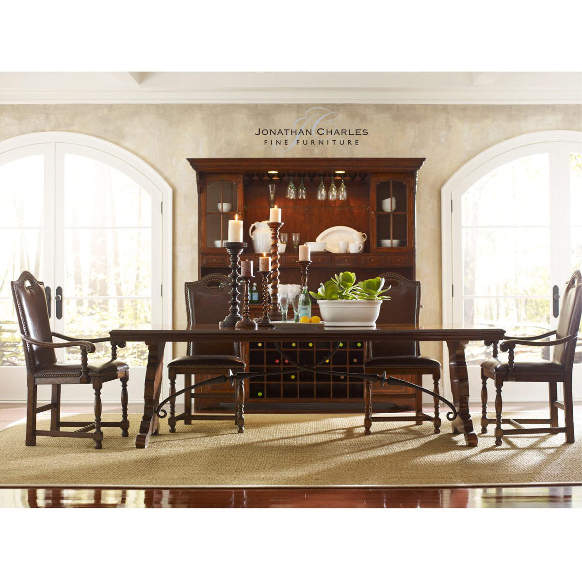 Sherwood Oak Leather Arm Chair (Set of 2)