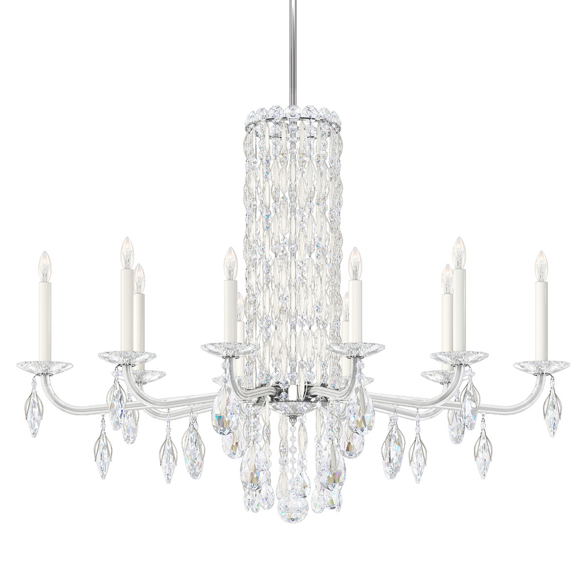 Siena 10 Light 40.5in x 30in Chandelier in Antique Silver with Clear Heritage Handcut Crystals