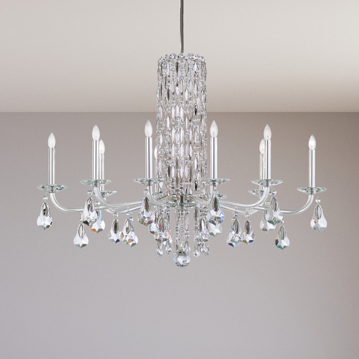 Siena 10 Light 40.5in x 30in Chandelier in Antique Silver with Clear Heritage Handcut Crystals
