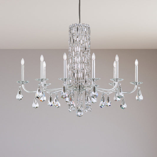 Siena 10 Light 40.5in x 30in Chandelier in Antique Silver with Clear Heritage Handcut Crystals
