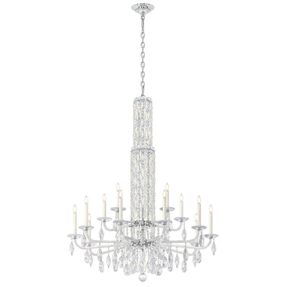 Siena 17 Light 40.5in x 50.5in Two-Tier Chandelier with Crystal Tusks in Polished Stainless Steel with Clear Radiance Crystals