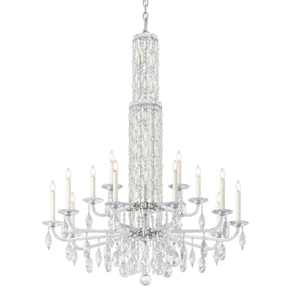 Siena 17 Light 40.5in x 50.5in Two-Tier Chandelier with Crystal Tusks in Polished Stainless Steel with Clear Radiance Crystals