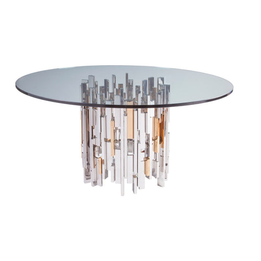 Signature Designs Cityscape Round Dining Table with Glass Top