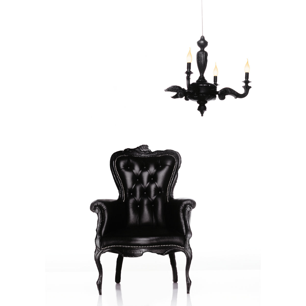 Smoke Leather Armchair Chair with Ottoman