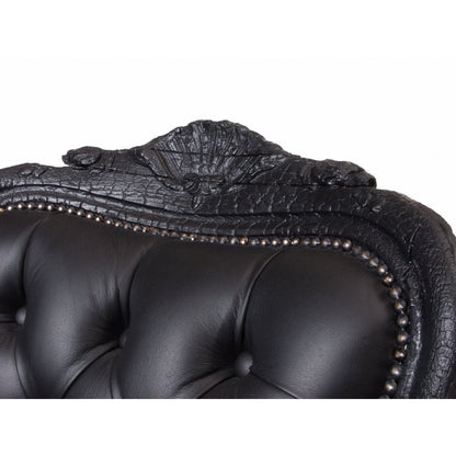 Smoke Leather Armchair Chair with Ottoman