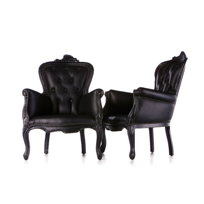 Smoke Leather Armchair Chair with Ottoman