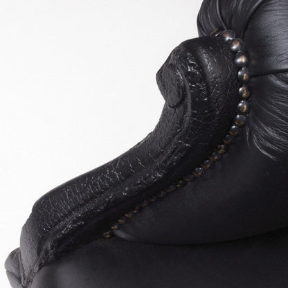 Smoke Leather Armchair Chair with Ottoman