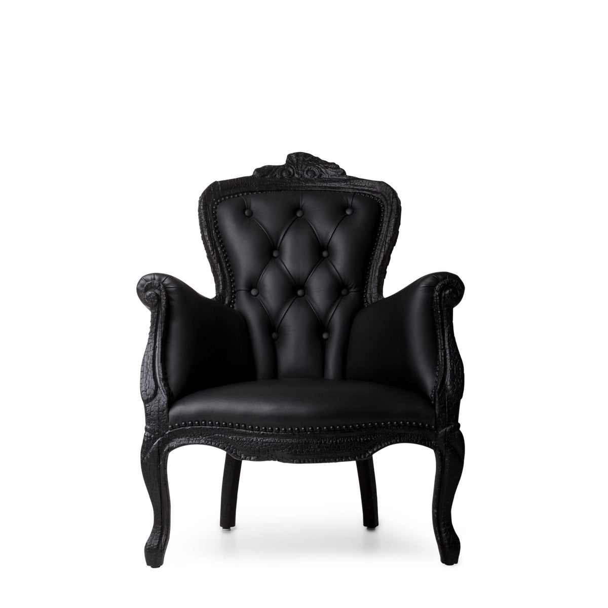 Smoke Leather Armchair Chair with Ottoman