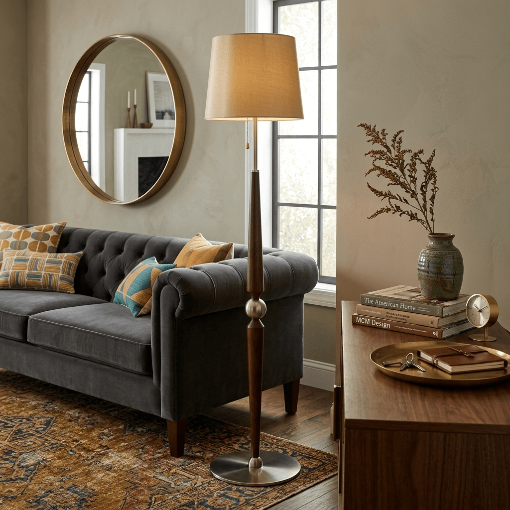 Solenne Sculpted Wood Floor Lamp
