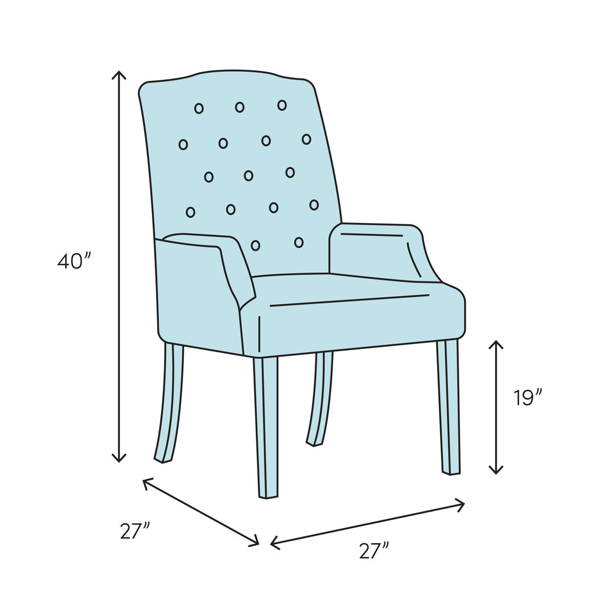 Solid Wood Arm Chair in Gold