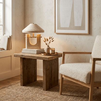 Solvra Yellow Travertine Table Lamp