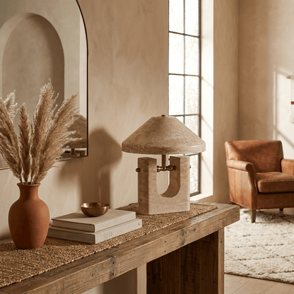Solvra Yellow Travertine Table Lamp