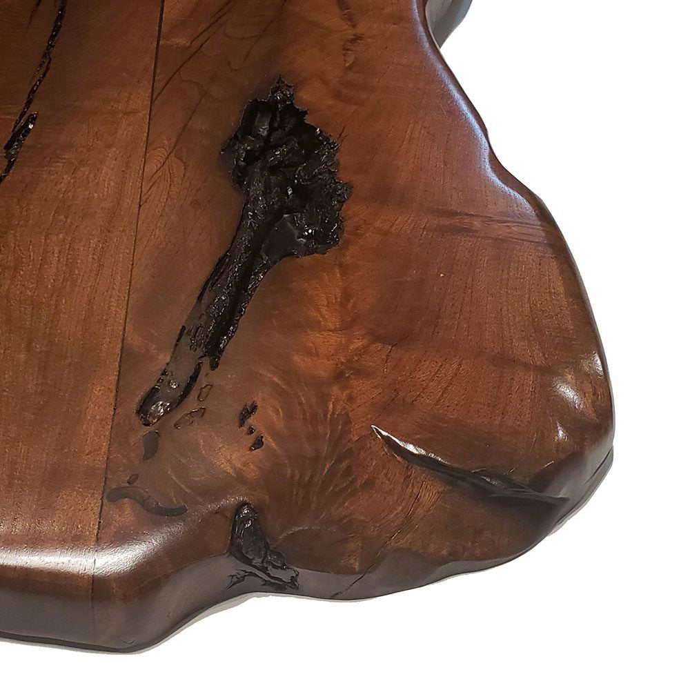 Southern Lodge Rectangular Raw Mesquite with Turquoise Inlay and Hand-Forged Wrought Iron