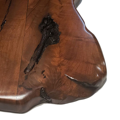 Southern Lodge Rectangular Raw Mesquite with Turquoise Inlay and Hand-Forged Wrought Iron