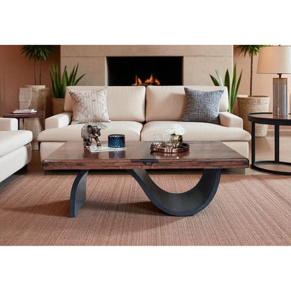 Spanish Hacienda Natural Mesquite And Wrought Iron Rectangular Coffee Table