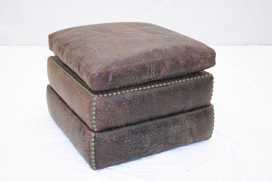 Square Leather Ottoman