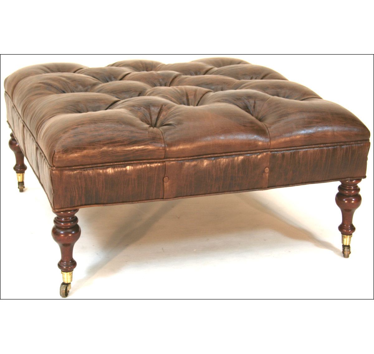 Square Leather Ottoman