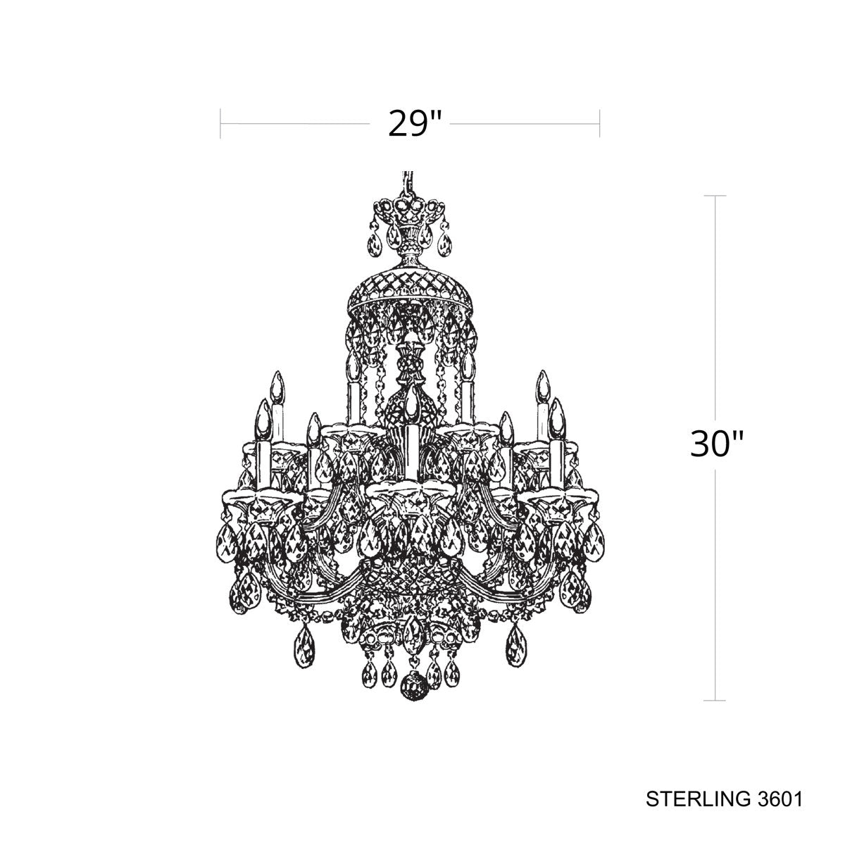 Sterling 12 - Light Glass Chandelier