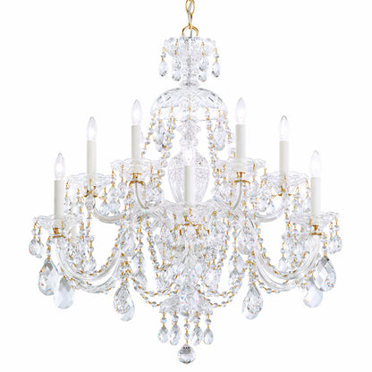 Sterling 12 Light 29in x 30in Two-Tier Chandelier in Gold with Clear Heritage Handcut Crystals