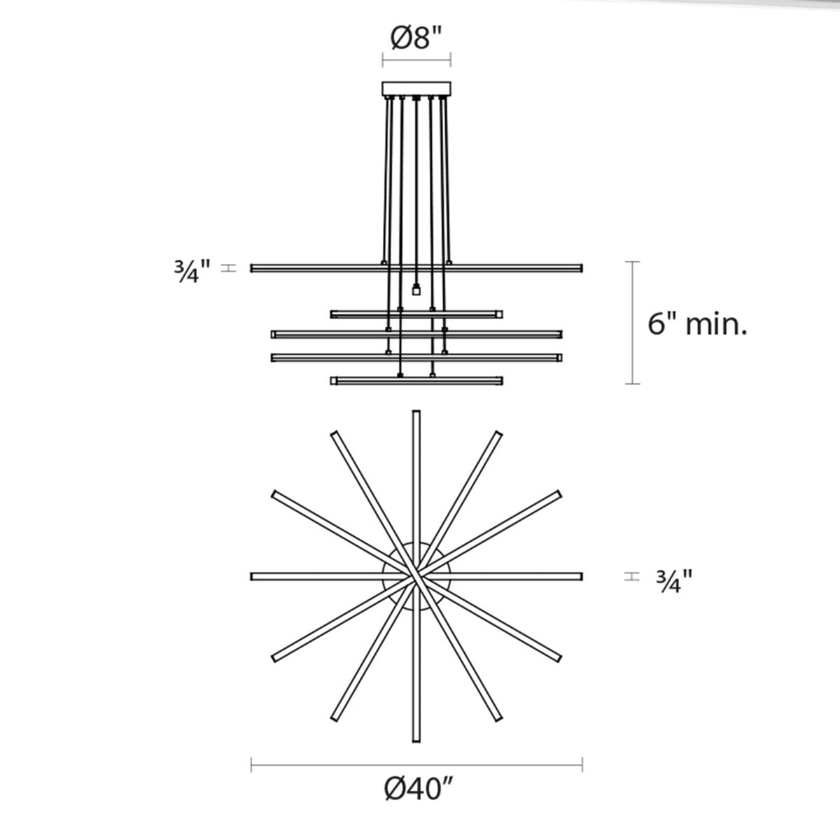 Stix 6 - Light LED Chandelier