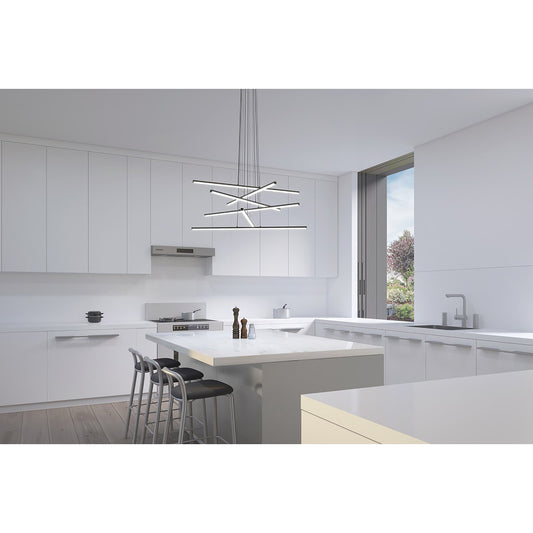 Sonneman Stix Led Chandelier 6 Arm Satin Black 240 Cable