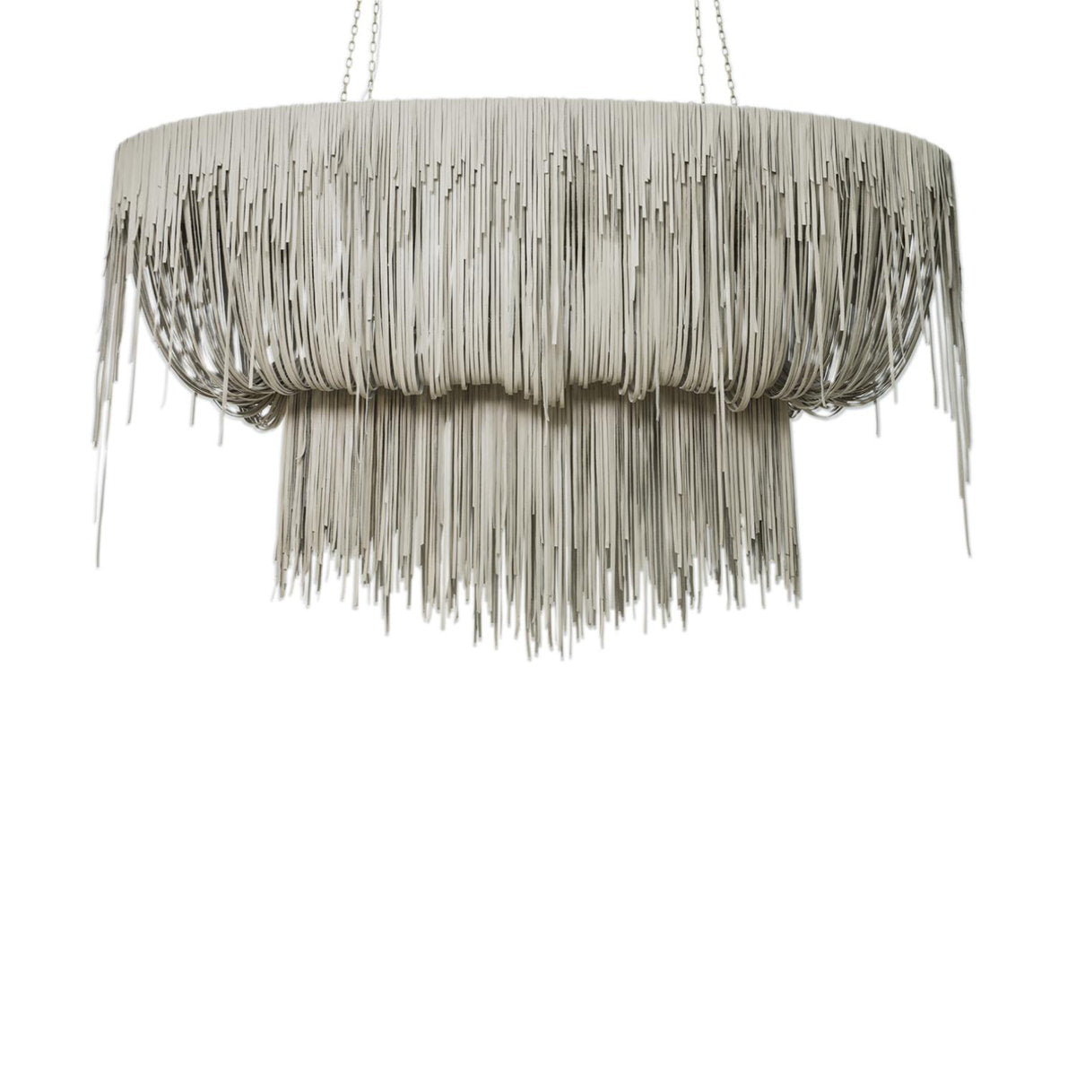 Stretch Oval Leather Fringe Chandelier