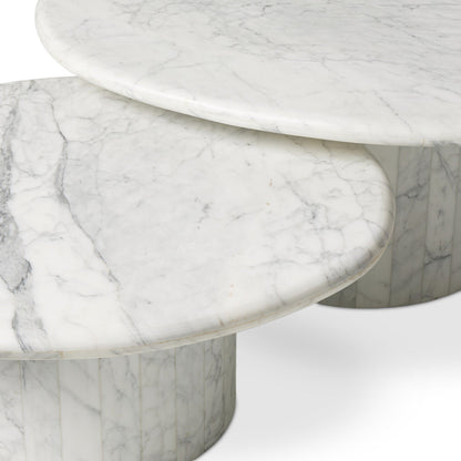 Stuart Marble Coffee Tables-White Calacatta Marble