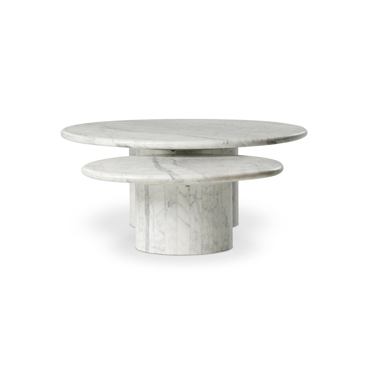 Stuart Marble Coffee Tables-White Calacatta Marble
