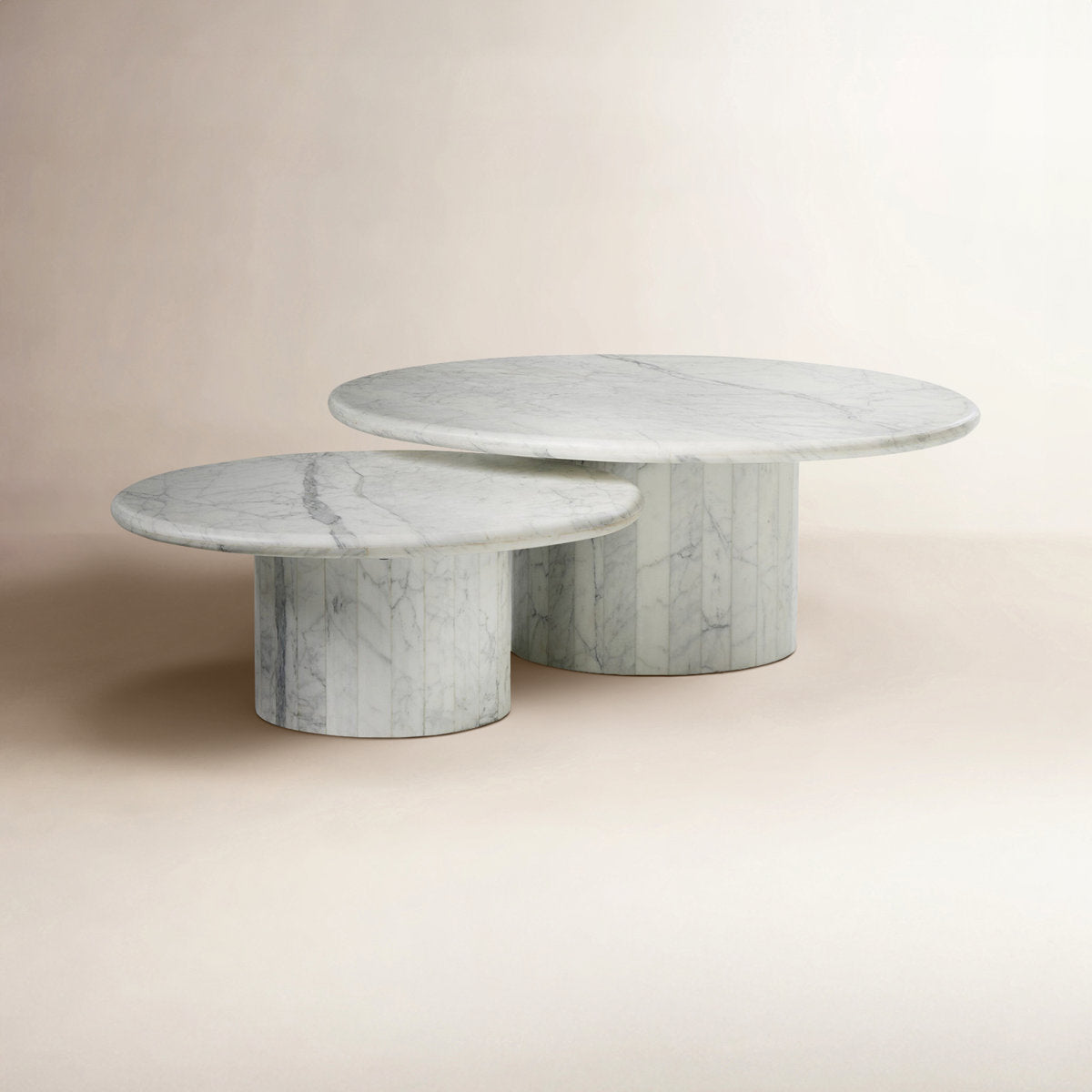 Stuart Marble Coffee Tables-White Calacatta Marble