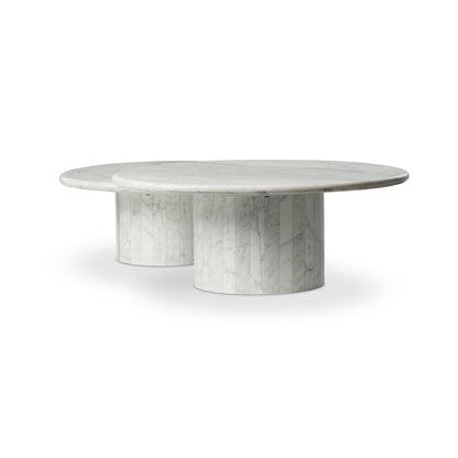 Stuart Marble Coffee Tables-White Calacatta Marble