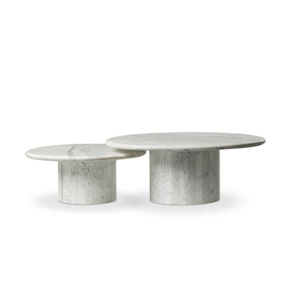 Stuart Marble Coffee Tables-White Calacatta Marble