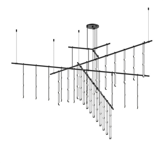 Sonneman Suspenders Tri Bar 72 4 Tier Crystal Ladder Light Luminaires Satin Black Finish
